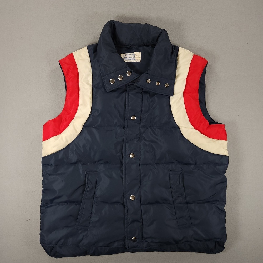 Vintage Lumber Jack Men's Goose Down Nylon Puffer Vest Snap Front Size L 90s